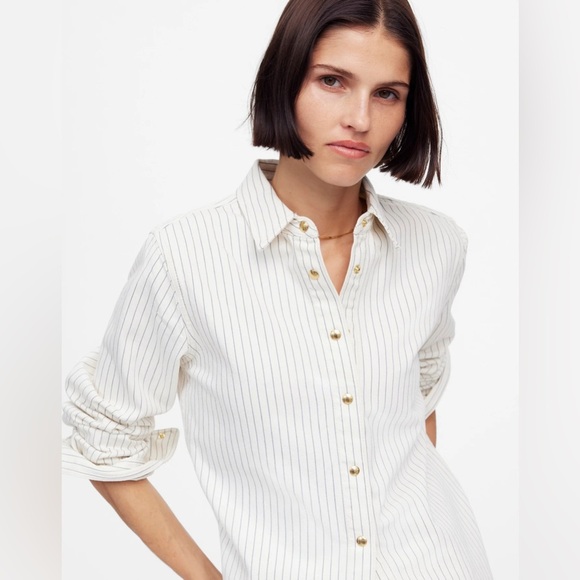 Madewell Denim Classic Button-Up Shirt in Pinstripe NWOT - Picture 5 of 13